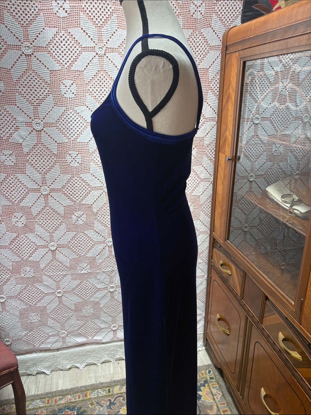 Vintage Blue Velvet Slip Dress | Made in Canada - Picture 5 of 11